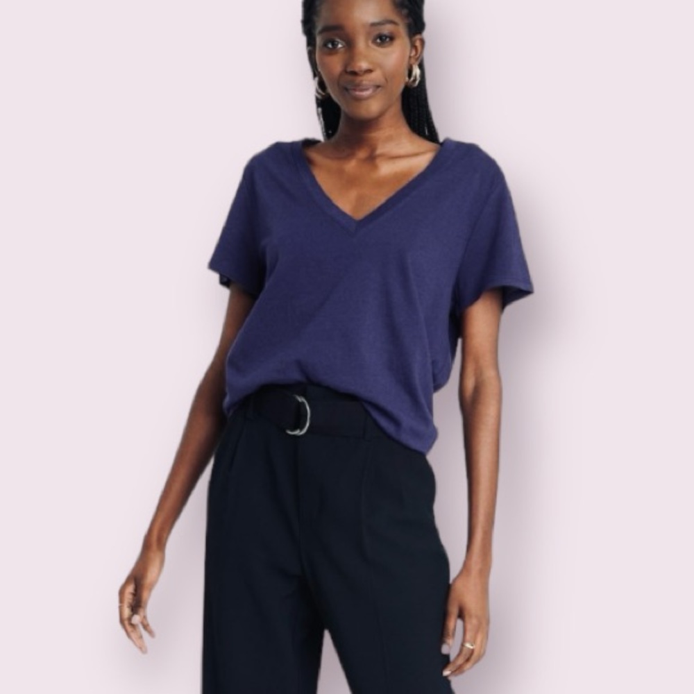 A New Day™ Short Sleeve V-Neck T-Shirt in Navy Blue